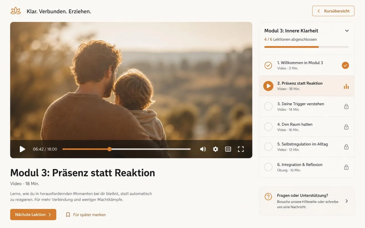 Videolektion mit Fortschrittsanzeige